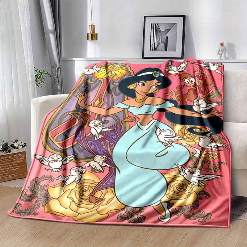1pc Disney Princess Jasmine Throw Blanket Home Decor, Couch Cover, Outdoor, Gift for Friends, Flannel Blanket, Bedroom, Living Room, Travel