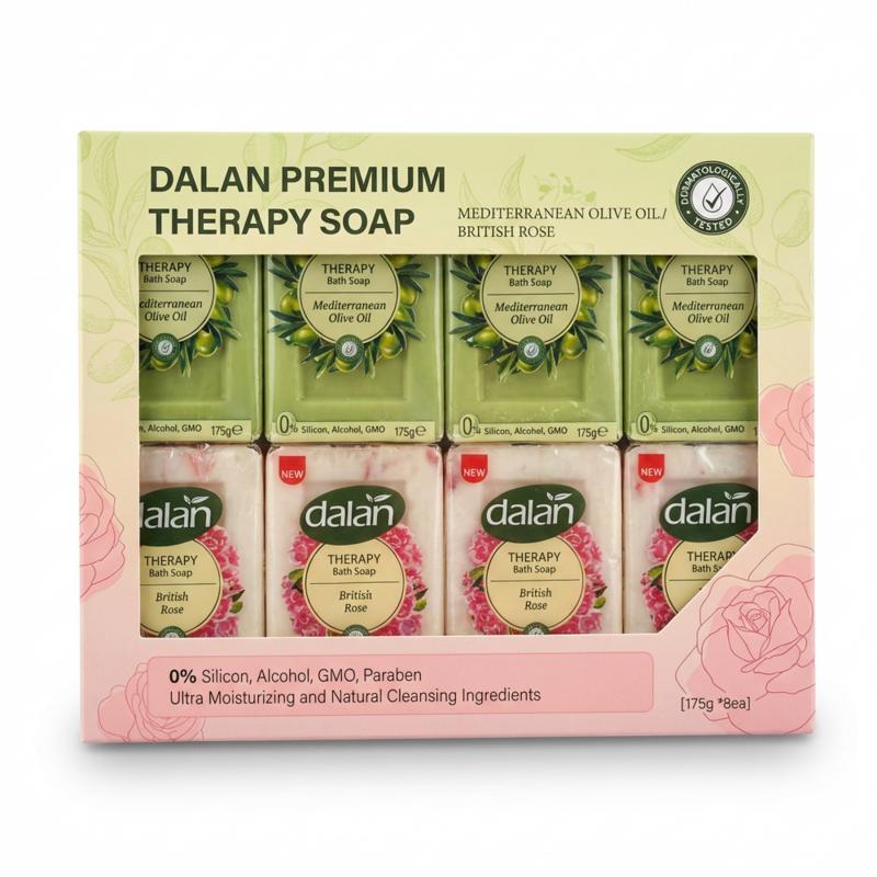 Dalan Premium Therapy Soap Mediterranean Olive Oil British Rose 175g, 8 Pcs