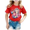 Girls Adorable Mermaid Princess Print Tshirt Summer CrewNeck ShortSleeved Soft Polyester Fabric Kids Top Clothing