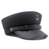Autumn Winter Navy Hat Ship Anchor Belt Buckle Hat Brim Woolen Flat Hat Sailor Hat Women's Painted Hat Military Caps