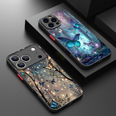 Wzór Las Motyli Etui na Telefon Dla iPhone Air 16e 17 16 15 14 17 Pro Max 13 15 Pro 16 Wstrząsoodporne Twarde PC Miękkie Krawędzie TPU Matowe Etui