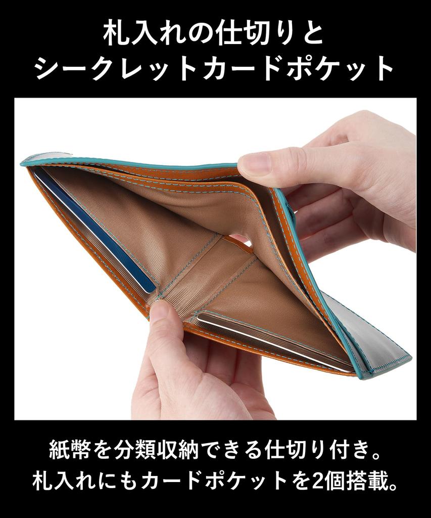 Golbe Italian Leather Wallet with Colored Edges and Personalized Name Men's (Black)