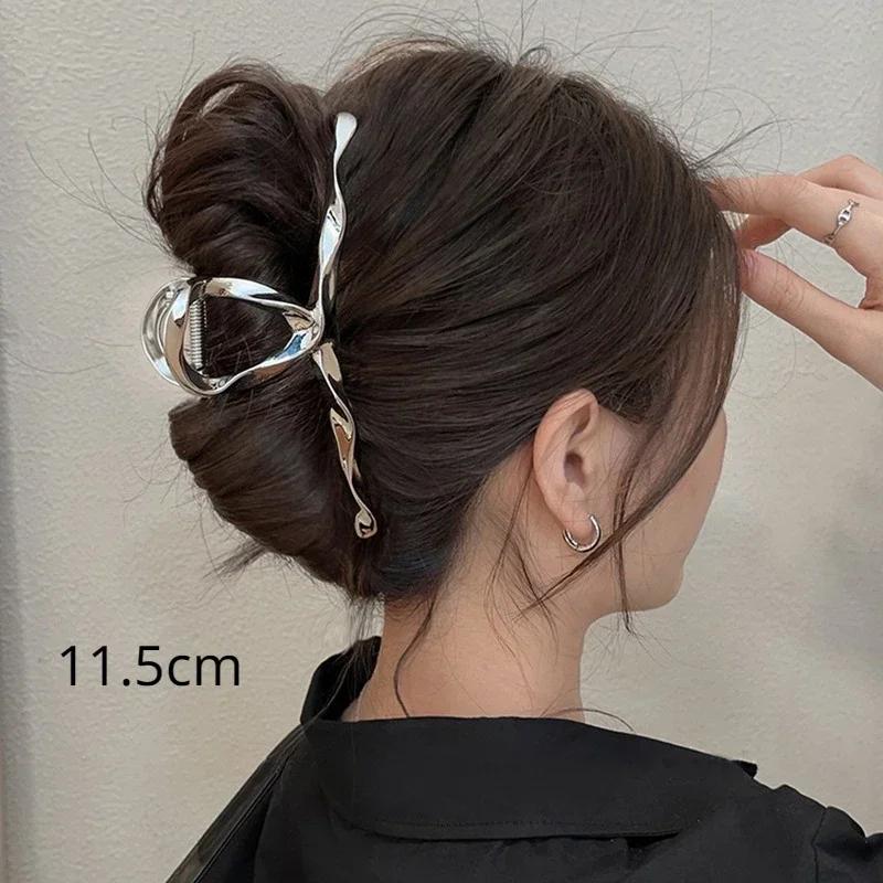 New  Simple Cross Women Claw Clips Metal Gold Silver Large Medium Shark Crab Clamps Hairgrip for Thick Thin Hair Accessories