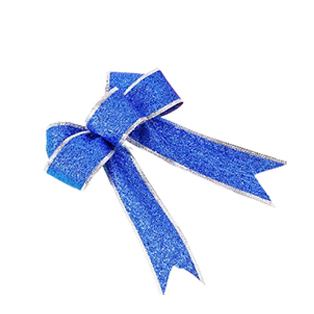 Lightweight Bowknot Christmas Ornaments Handmade Ribbon Flower Bright Flashing Bows Knot for Festival Party Wedding Celebration