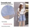 2026 Summer Women's Plus Size Elastic High-Waist Loose Wide-Leg Denim Shorts with Lace-Up