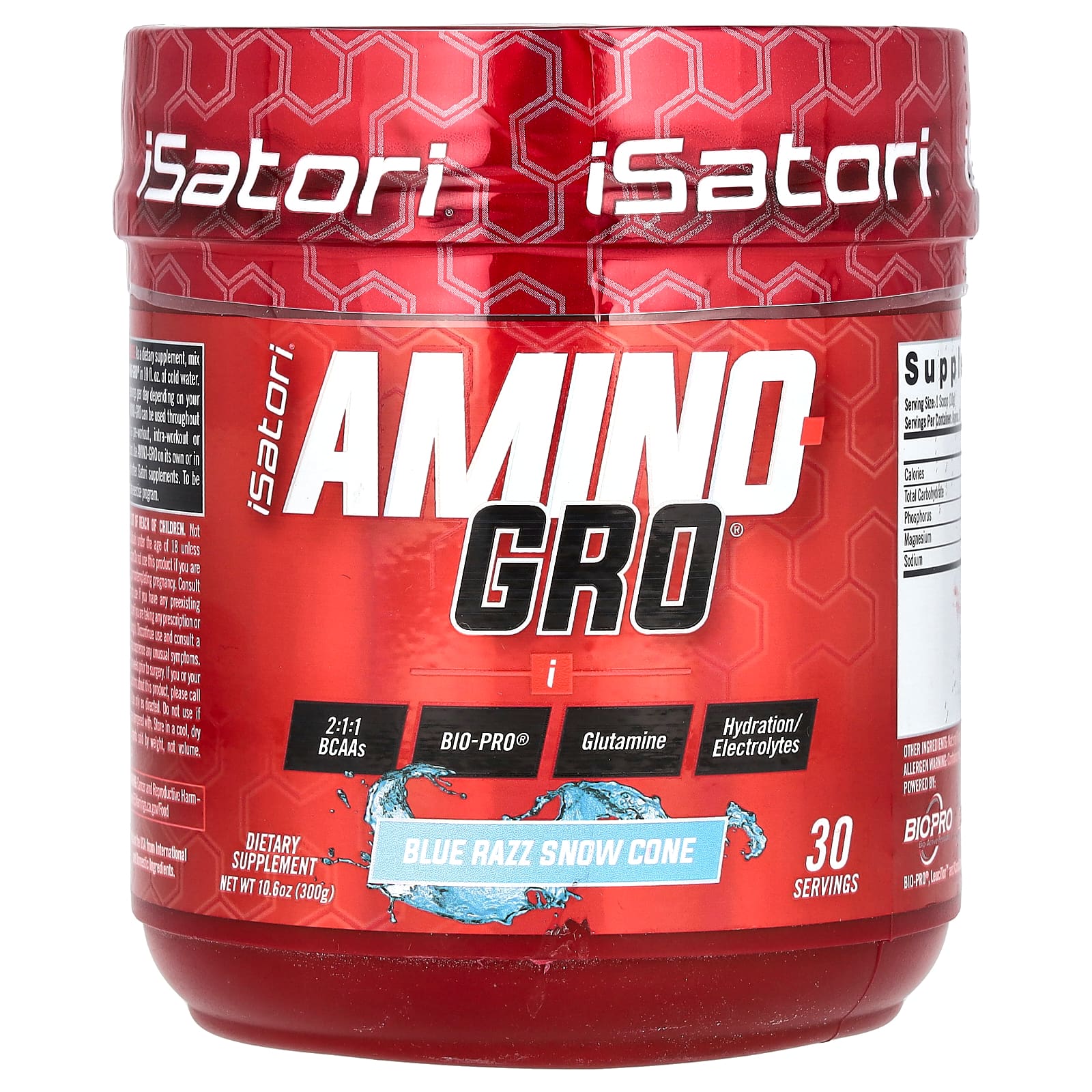 

Isatori, Amino-Gro, Blue Razz Snow Cone, 10.6 oz (300 g)