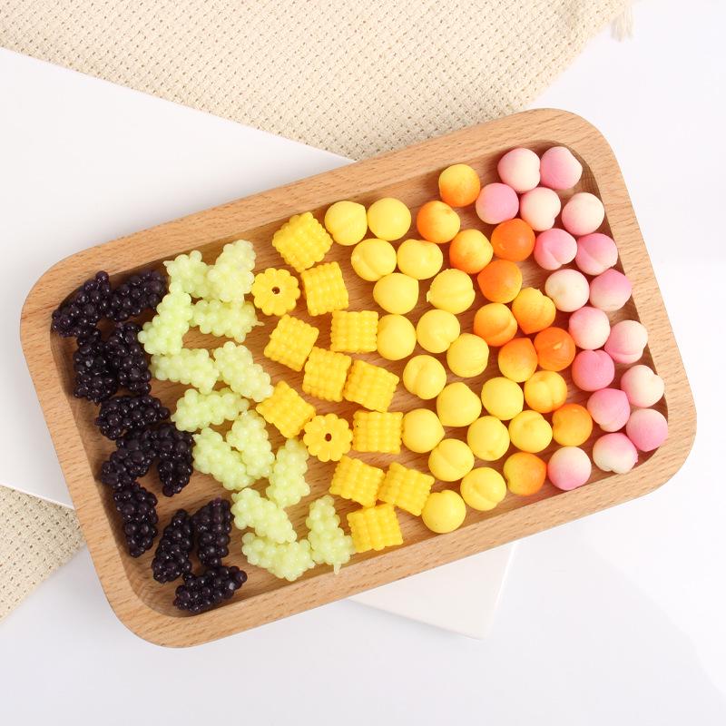 TPR Soft Rubber Simulation Grape & Corn Stress Relief Toy - Mini Fruit Squeeze Model