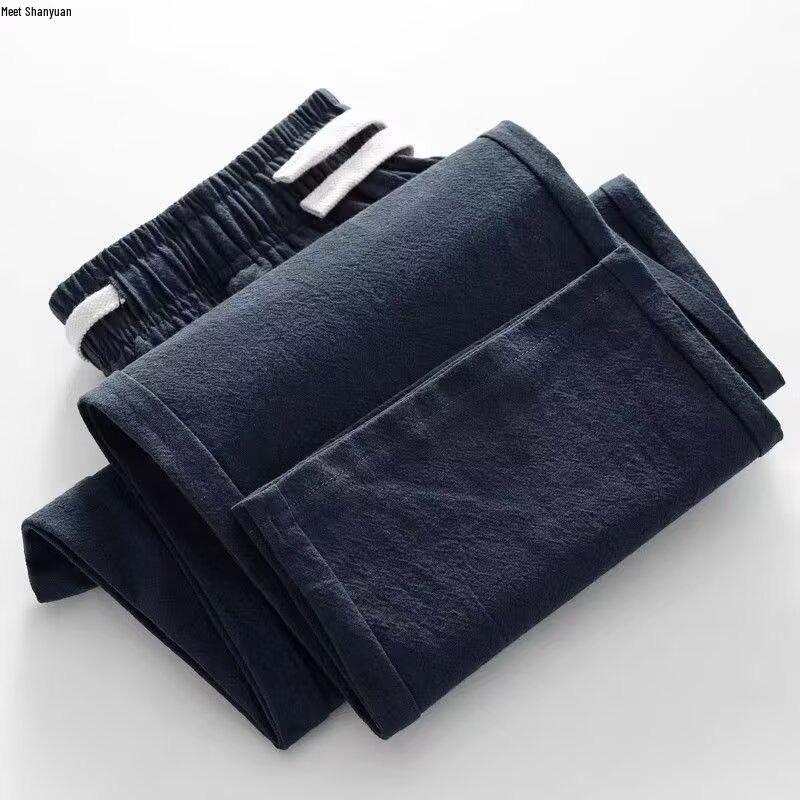 Men's Lightweight Cotton Linen Straight-Leg Sports Pants - Summer Versatile Style for Teens and Adults