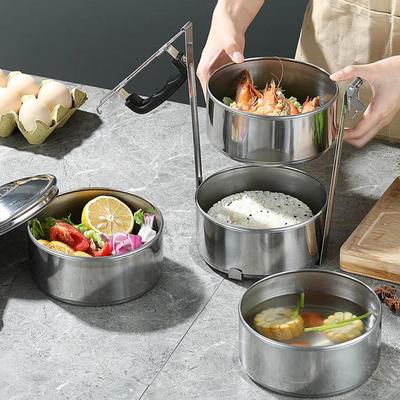 2/3/4/5 Layers Stainless Steel Lunch Box Lunch Container Heatable Portable Lunch Box Outdoor Thickened Large Capacity Pot