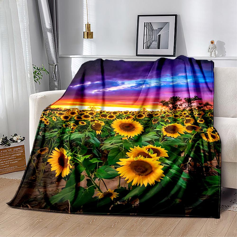 Sunflower Blanket Soft & Cozy Suitable for Bedding Livingroom Seaside Four Seasons Universal Stylish Decor Gifts For Family Or Friends