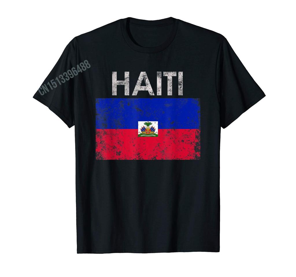ZX More Design Haiti Proud Haitian Flag Map Pride Vintage TShirt For Men Women T Shirt Hip Hop Tops Cotton Tees