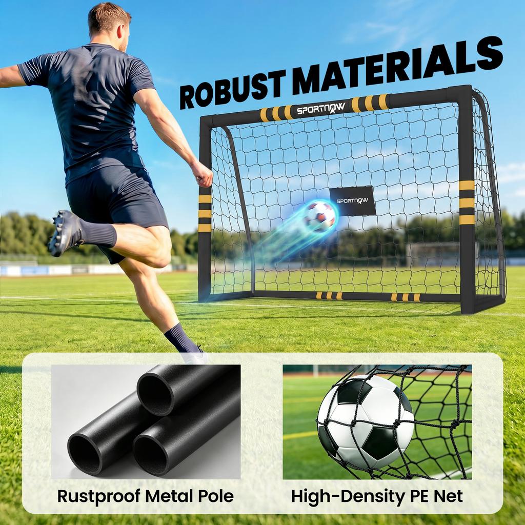 Football Goal, 6 x 4ft Portable Football Net with Ground Stakes