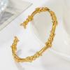 Geometric Stainless Steel Cuff Bracelet For Men And Women With Gold Plating Jewelry Gift For Autumn 2024