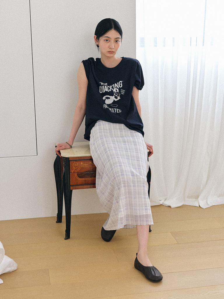 Hunch Sheer Check Chiffon Skirt (2Color)