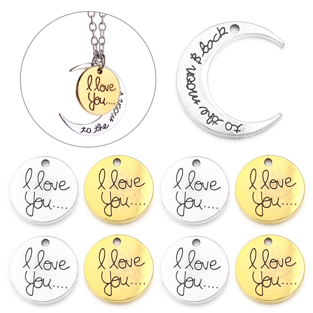 10pcs/lot Alloy Charms Retro Double-sided Round Moon Shape Pendants For Jewelry Making DIY Handmade Necklace Pendant Accessories
