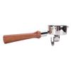 58mm Portafilter with Double Spout Stainless Steel Coffee Machine Portafilter with Wooden Handle for Replacement