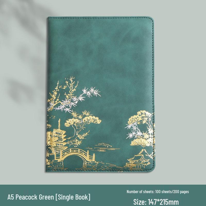 A5 Chinese Tide Faux Leather Business Notebook Gift Set - Customizable for Meetings