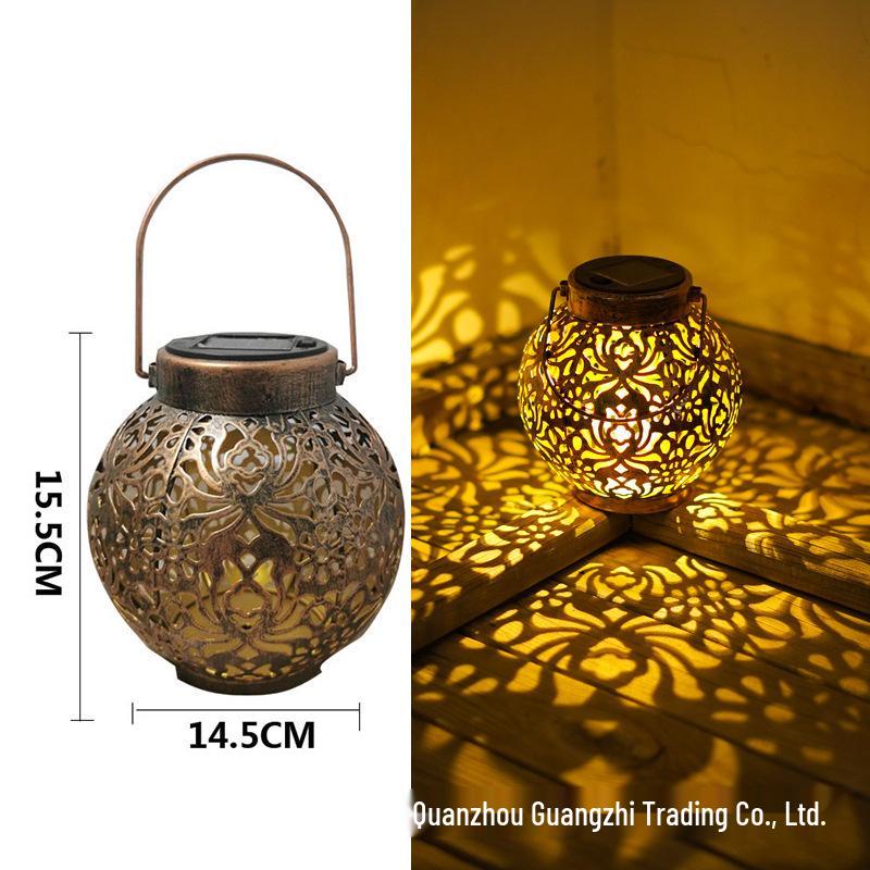 

Трансграничный солнечный фонарь: Кованый Железный Проекционный Светильник Пион для Сада и Двора.