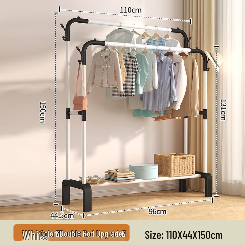 Floor-Standing Indoor Clothes Drying Rack and Coat/Hat Rack for Bedrooms and Dorms.