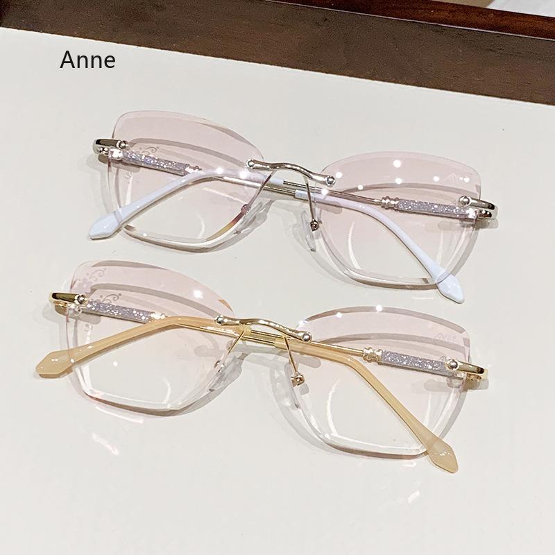 Óculos de leitura sem armação com corte de diamante, ultra leves, para presbiopia, para mulheres, óculos de visão distante HD