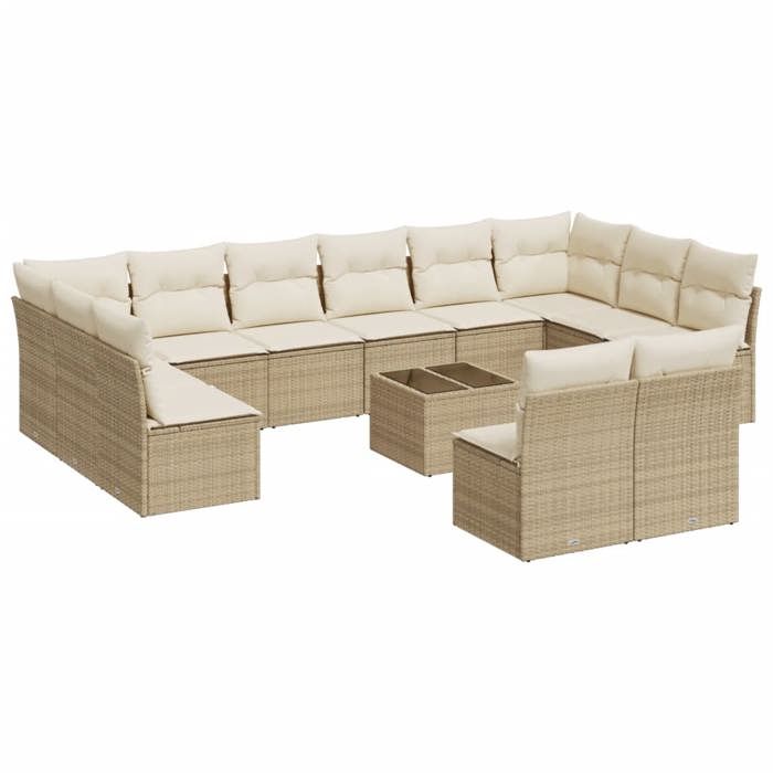 VidaXL Salon de Jardin avec Coussins 9 pcs, Canapés et Table de Terrasse, Ensemble de Meubles d'Extérieur Patio, Moderne, 3257699