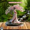 Flat bohemia style grids crystal japanese kimono lady statue, desktop decoration, suitable for home, office, living room, bedroom