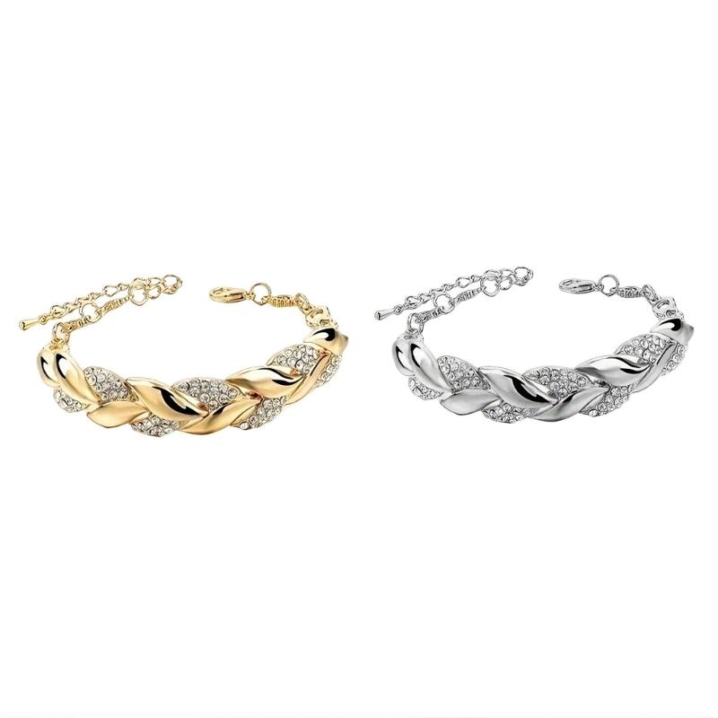 Classical Gold Silver Leaf Design Wrist Chain Alloy Bracelet Comfortable Wrist Bangle Jewelry for Various Occasions