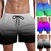 Men Summer Quick-Dry Beach Shorts Elastic Drawstring Waist Fitness Shorts Gradient Color Wide Leg Shorts with Pockets Streetwear