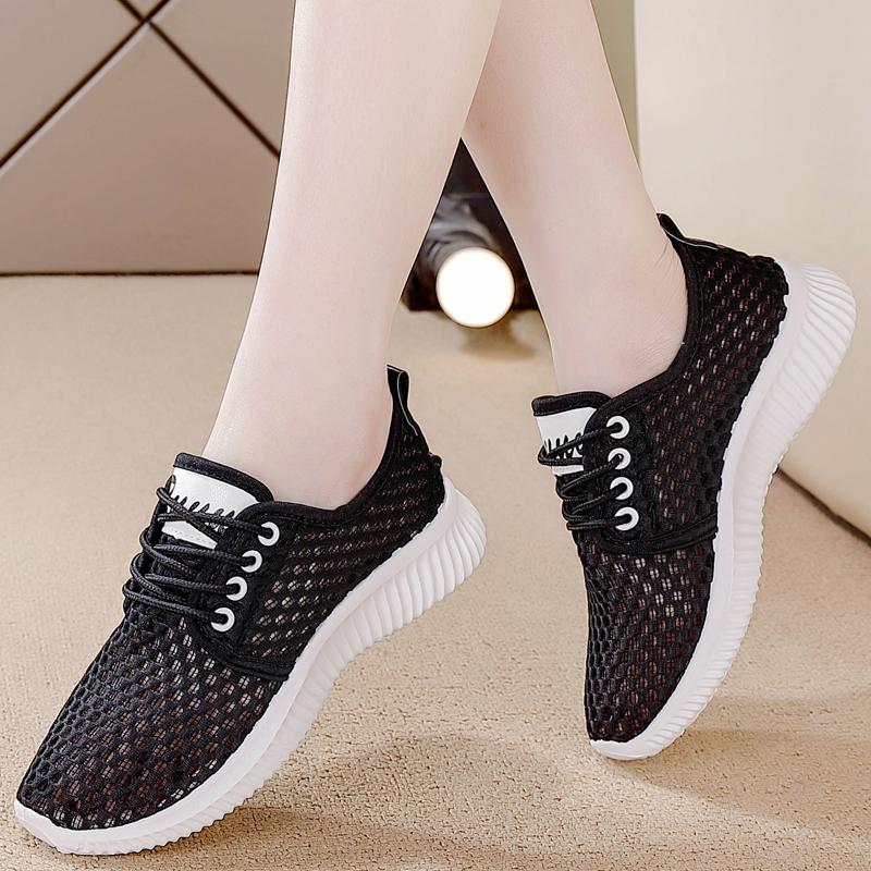 

Women s Breathable Mesh Sneakers Lightweight Lace-Up Casual Shoes Non-Slip Comfortable Footwear 40 чорний