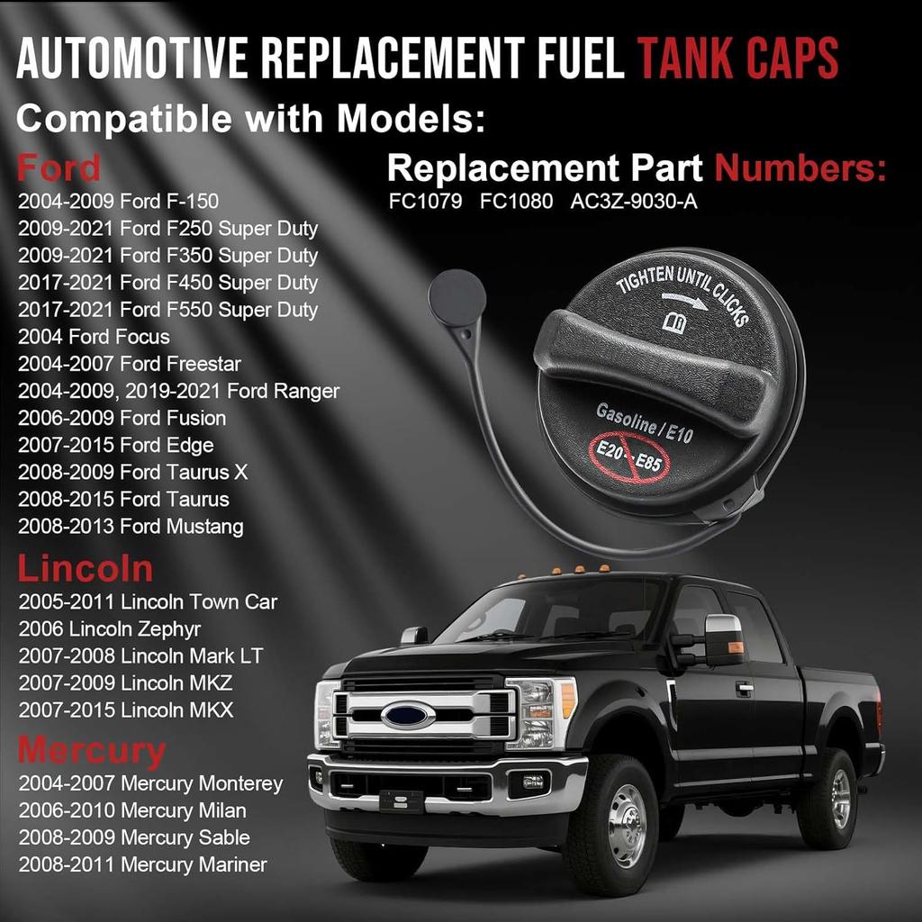 Gas Cap Fuel Cap FC1079 For 2003- Ford F150 F250 F350 F450 F550 Focus Fusion Edge Ranger Taurus 2005-2011 Lincoln Mark LT MKX MKZ Zephyr Town Car