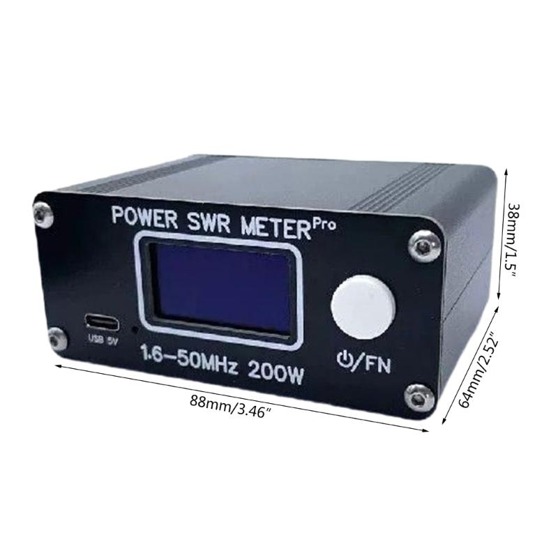 Accurate 200W Power SWR Meter 1.29" Screen for Shortwaved Communication Precise Measurement 50h Long Service Life