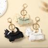 Trendy Pu Leather Schnauzer Bag Charm With Tassel Fringe Unique Car/Bag Accessory/Cute Ornament For Dog Lovers