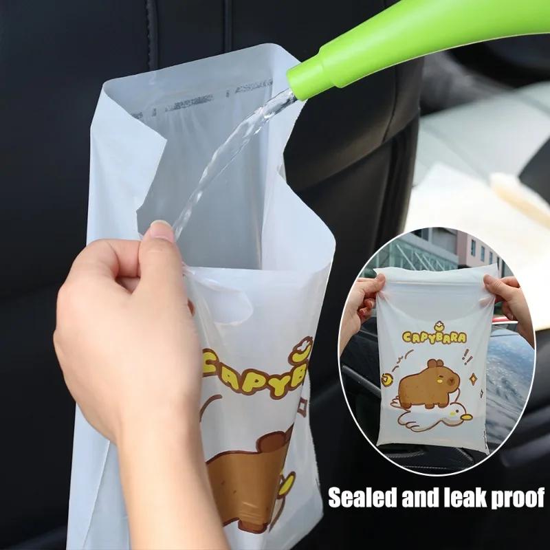 90pcs Cartoon Capybara Car Disposable Garbage Bag Portable Universal Auto Door Seat Household Thickened Desktop Trash Can