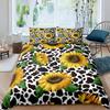 Farm Cow Duvet Cover Three-Piece Sunflower Quilt Cover Cute Cow Bedding Set