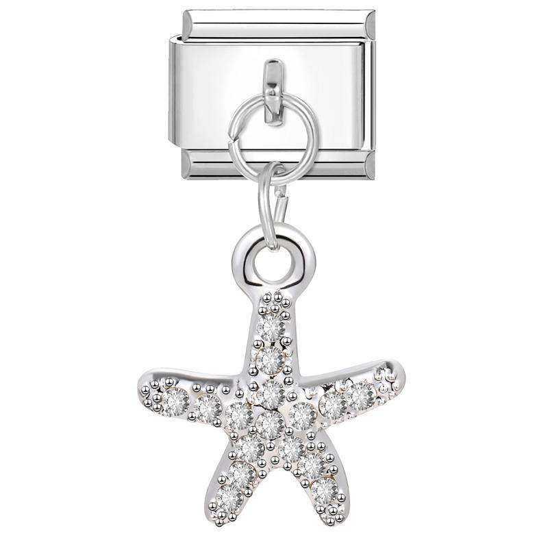 Fashion Starfish Sea Shell Whale Jellyfish Blue Italian Charm Links Fit 9mm Stainless Steel Bracelet Women Jewelry DIY Making