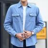 Spring Autumn Youth Men Denim Shirt Coat Long Sleeve Pure Cotton Plus Siz Turn-down Collar Casual Koreon All-match Jackets