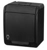 Single Socket, Surface-mounted, IP44, Black, HERMES