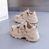 New autumn leather lightweight casual anti slip sports shoes with thick sole and height increasing dad shoes
