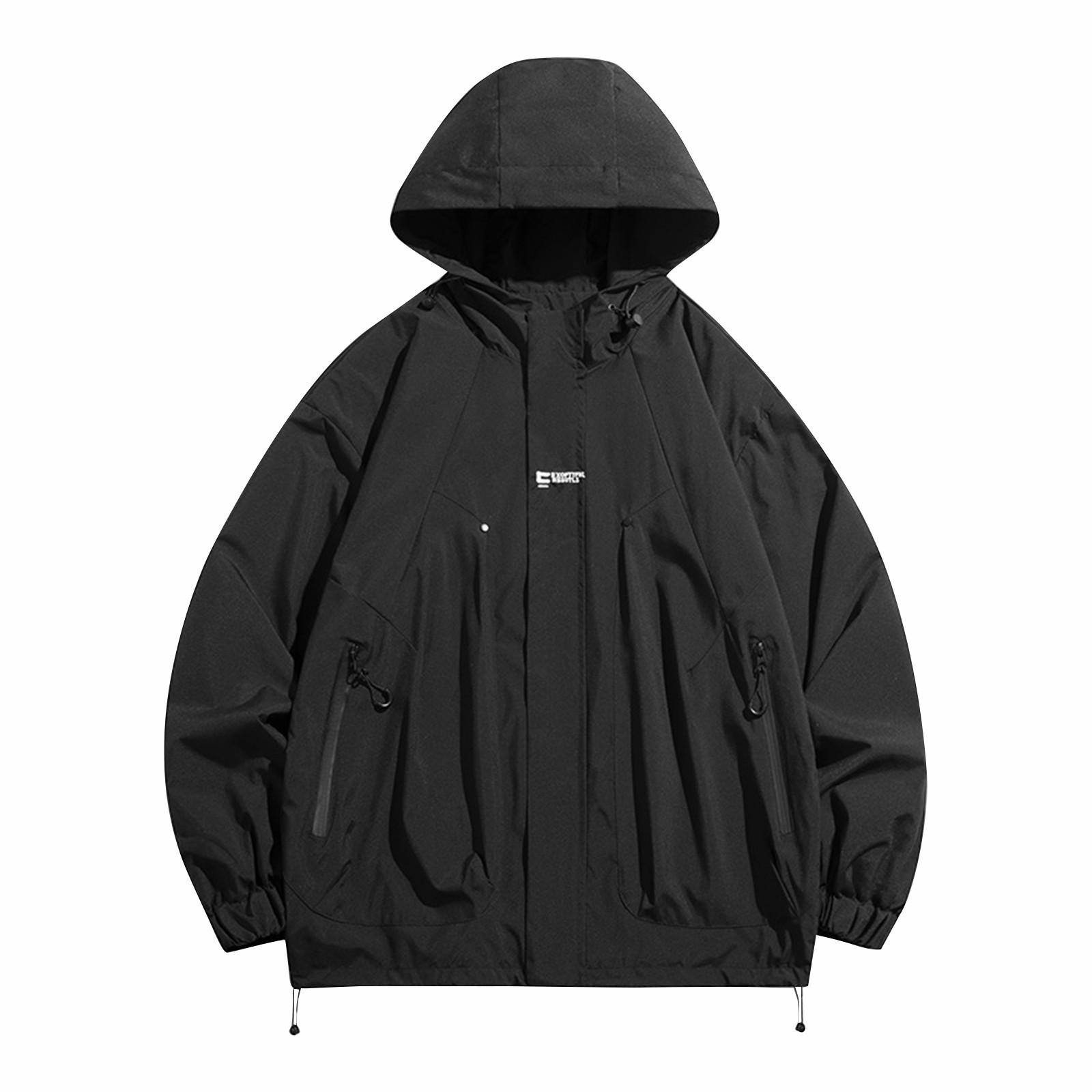 

Повседневная и модная универсальная рабочая куртка мужская куртка с капюшоном L чёрный