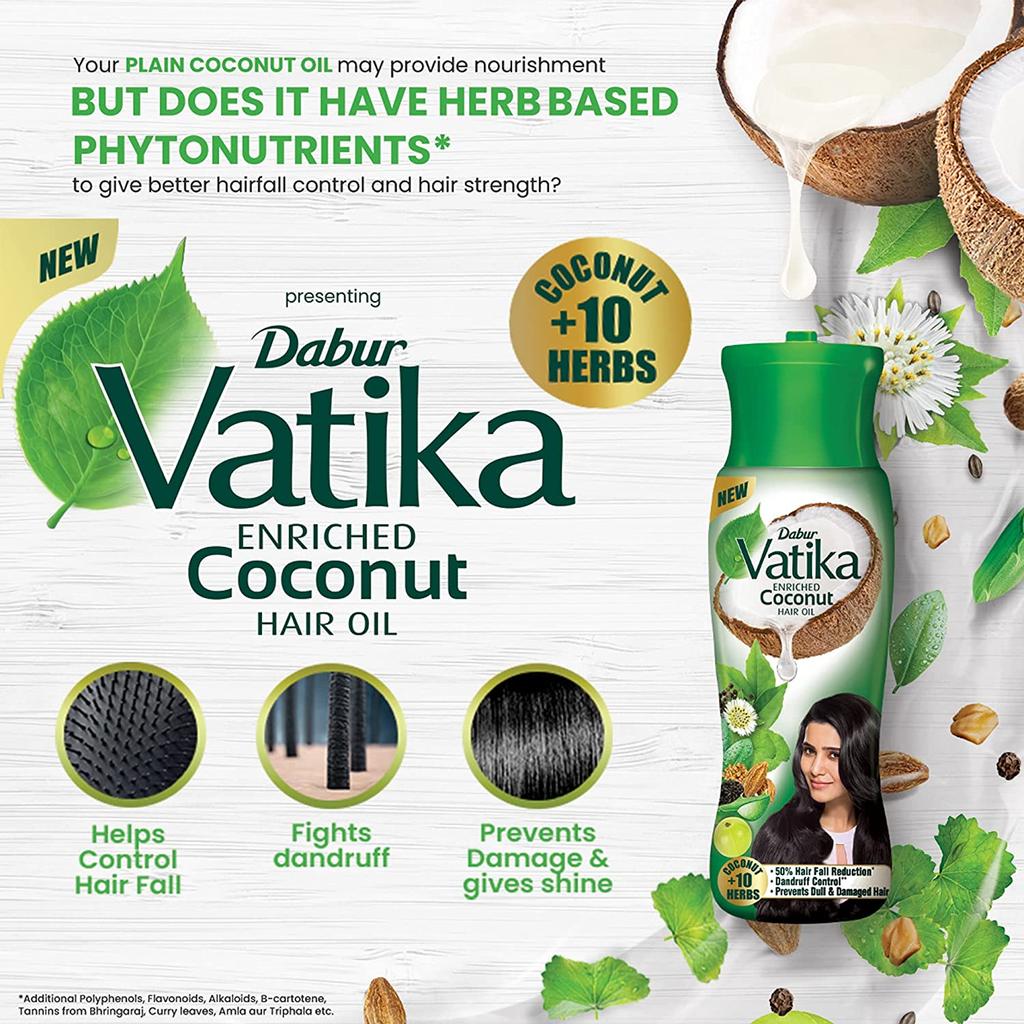 Dabur Vatika Enriched Coconut Hair Oil , 450 Ml - Clinically Tested To Reduce 50% Hairfall In 4 Weeks