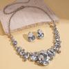Two-piece set of diamond-encrusted water drop oval earrings collarbone chain temperament exquisite light luxury necklace