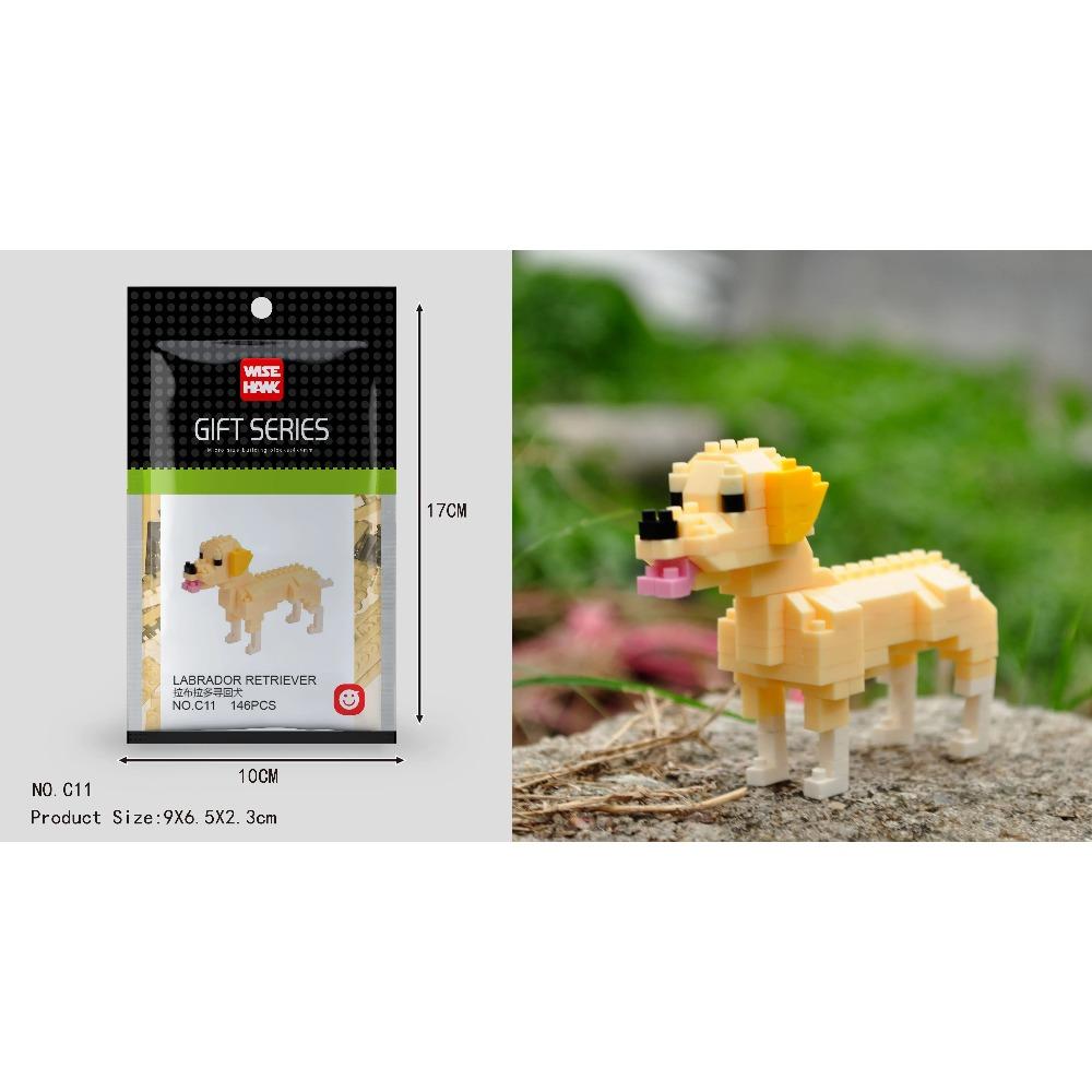 Mini Building Blocks 3D Animal Diamond Model Micro Bricks Dog Cat Bird Moose Wolf Panda Macaw Toys For Children Birthday Gifts
