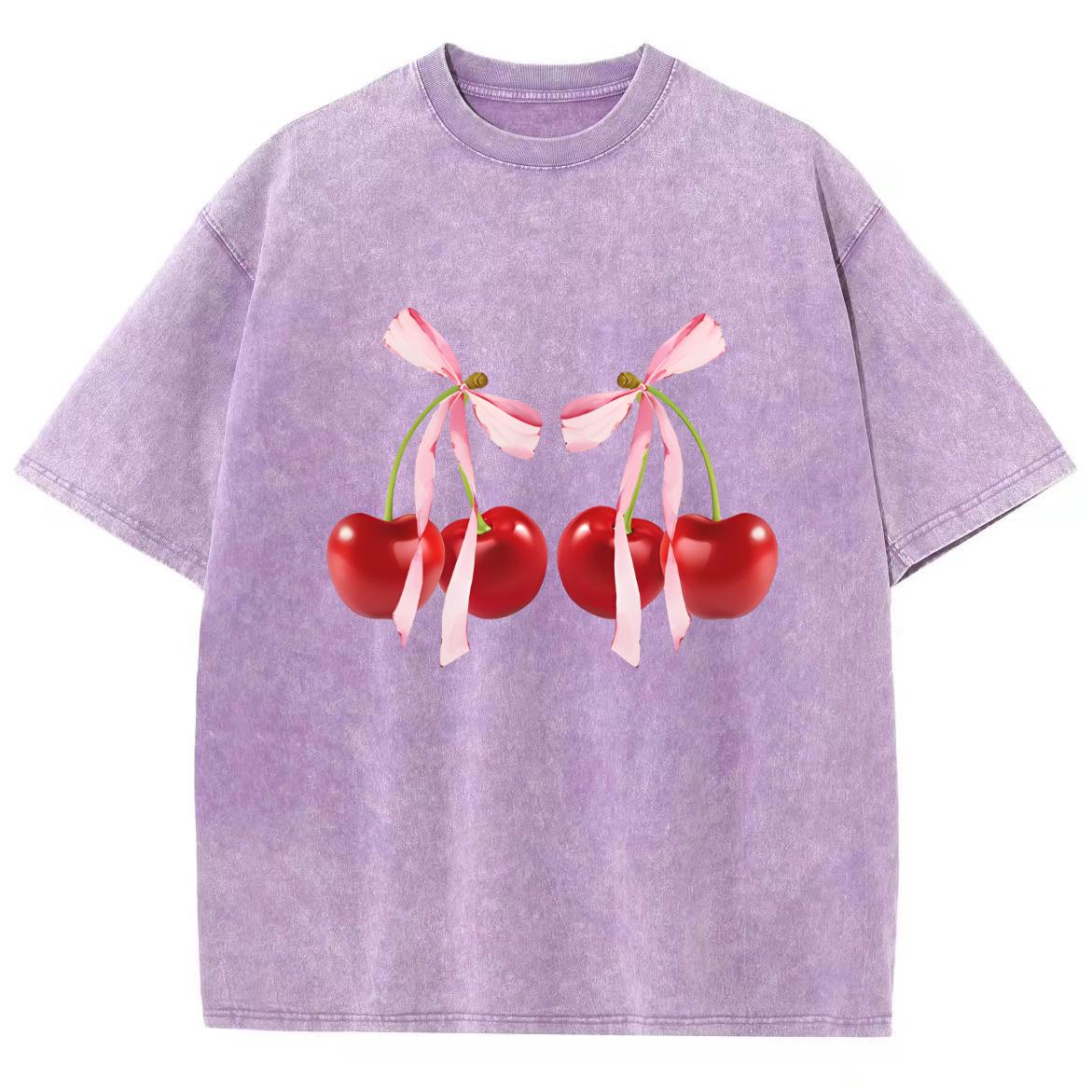 

Футболка женская Sweet Girl Cute Wind Cherry Bow Print с круглым вырезом и коротким рукавом, летняя 3XL