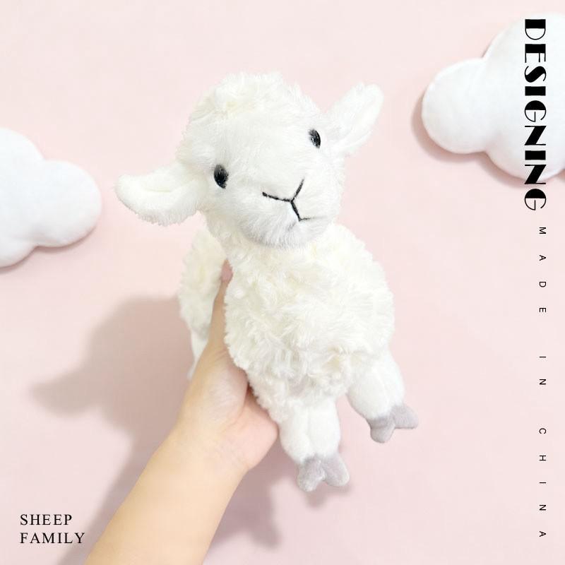 White Alpaca Plush Toy, Mountain Goat Stuffed Animal, Soft & Cuddly Companion Doll for Kids, Birthday Gift, 12 Inches