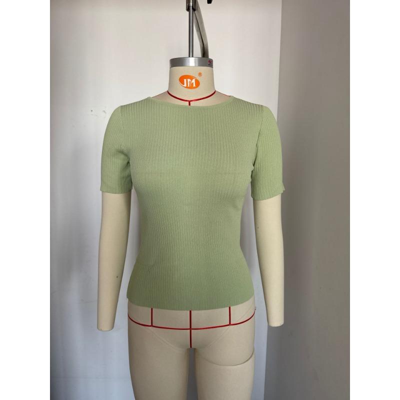 Summer Women's T-shirt Round Neck Bottoming Tight Short-sleeved Tops