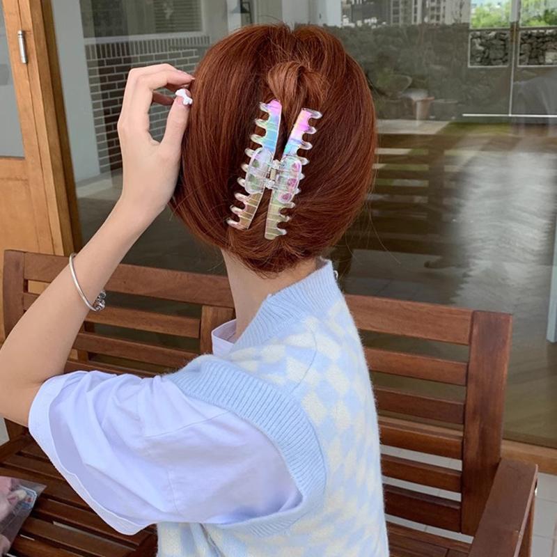 Korean Elegant Colorful Grab Hair Claws Female Large Shark Clip Hairpins for Women Headwear Party Ponytail Hair Clip Accessories