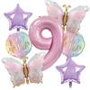 7 Pcs Pink Butterfly Balloon Set With 40 inch Number Baby Shower Helium Gradient Balloons Birthday Party Wedding Globos decor