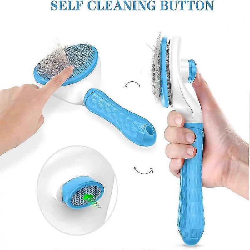Pet Dog Brush Cat Comb Dog Brush Massage Comb Clean Pet Hair Brush with Anti Pet Hair Massager(Blue)