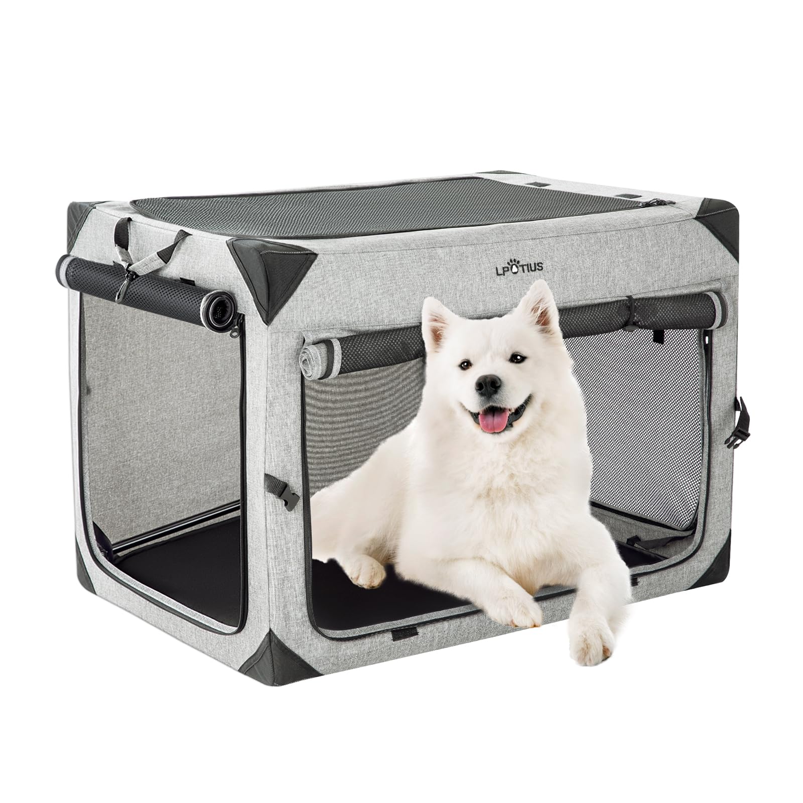 

LPOTIUS Foldable Pet Crate for Medium and Large Cats and Soft Dog Cage with Easy to Portable Pet Cage with Removable Fully Perfect for and Unexpected чёрный