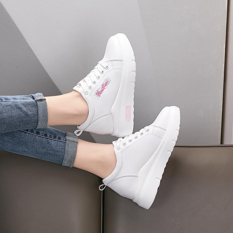 White Shoes for Women Spring Shoes All-match Sports Casual Shoes Thick-soled Height-increasing Women's Shoes